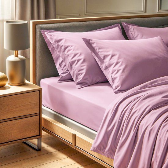 100% Asir - Ranforce Hoeslaken Kingsize (160 x 200 + 30 cm) - Stoffige Roos - 100% Katoen Ranforce