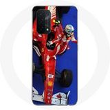 Maniacase Hoesje voor Oppo A74 Formule 1 Fernando Alonso F1 coureur Rood