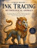 Stress Relief Ink Tracing: Mythological Animals: Yali, Garuda, Nāga and Legendary Temple Guardian Beasts of South Indian Mythology to Trace with One Black Pen — A Reverse Coloring Book for Adults