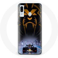 Maniacase Samsung Galaxy A20 Hoesje Formule 1 Sebastian Vettel F1 Racing Driver Zwart