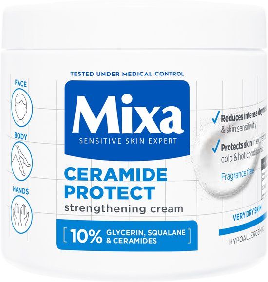 Mixa Ceramide Protect Hydraterende Crème – Zeer Droge Huid - Gezicht, Lichaam en Handen - 400 ml