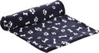 Flamingo Zuma - Fleece deken voor honden en katten, donkerblauw, bot/poot, 100x150cm