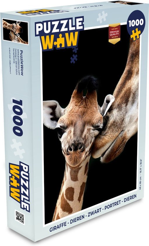 MuchoWow Puzzel Giraffe - Dieren - Zwart - Portret - Dieren - Legpuzzel - Puzzel 1000 stukjes volwassenen - Sinterklaas cadeautjes - Sinterklaas voor grote kinderen