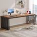 Tribesigns Bureau d'ordinateur 180 cm Design industriel marron Châssis en métal robuste Espace de travail pour 2 personnes Montage facile