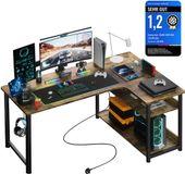 COMHOMA Hoekbureau met Plank, USB en Stopcontact, 120 cm, Bruin