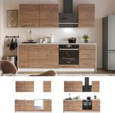 Vicco Complete keukeneenheid Fame-Line, Goudkleurig Eiken/Wit, 230 cm