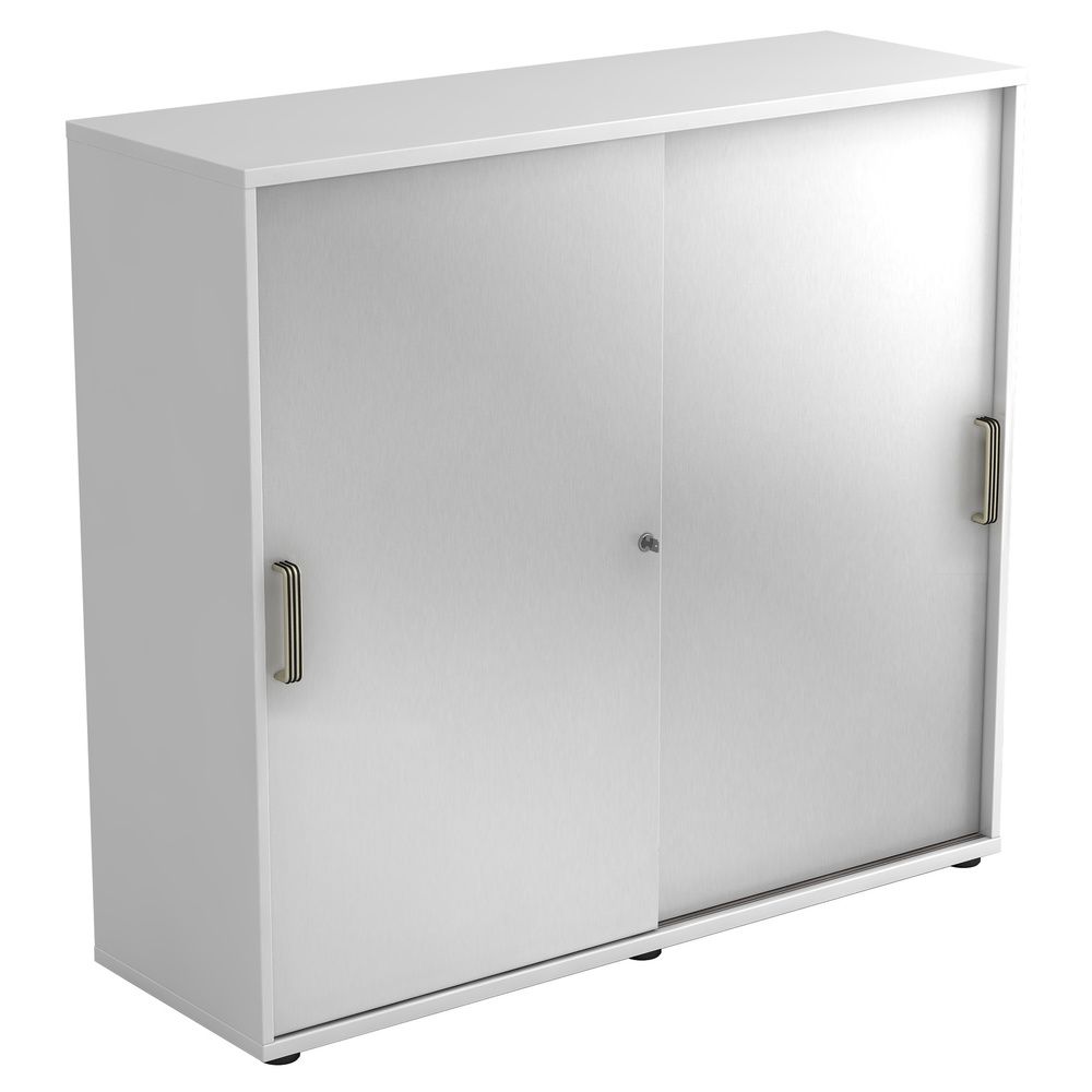 Schuifdeurkast - Wit/Zilver - 120 x 40 x 110 cm - Beta 1753S