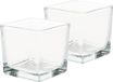 Merkloos Glazen theelichtjes/waxinelichtjes kaarsenhouder - 12x - vierkant - transparant - 8 x 8 cm