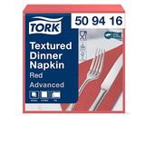Tork Textured Dinnerservet Rood, 1/4-vouw 2-laags, 38 x 39 cm, 18 x 50 servetten, 509416