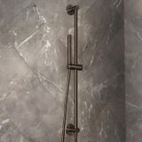 Hudson Reed Douche de tête avec barre de glissement et raccord coudé intégré Moderne - Nickel Noir