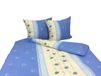 Linge de lit, tissu piqué gaufré, sans repassage, 100 % coton, 160 x 200, 015 Bleu clair, fleurs