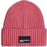 Karl Lagerfeld Jeans Turned Up Beanie damesmuts, Roze, Eén maat