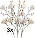 Panda - 3x Creme kunst Magnolia tak 105 cm Kunstbloemen