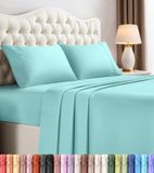 Utopia Bedding 4-delige beddengoedset van geborstelde microvezel, krimp- en kleurecht, onderhoudsvriendelijk (kingsize, spa-blauw)