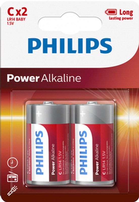 Philips Power D/LR20 Alkaline Batterijen - 2 Stuks