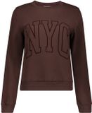 Geisha Trui Sweater Met Nyc Opdruk 62567 41 Dark Brown Dames Maat - XXL