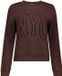 Geisha Trui Sweater Met Nyc Opdruk 62567 41 Dark Brown Dames Maat - XXL