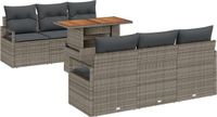 vidaXL Tuinbank Set 7-delig Grijs Polyrattan