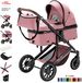Daliya® Kombi-Kinderwagen FLEXI-PRO 2in1 poussette & buggy, poussette de voyage, set XXL, (10 pièces), design moderne, cadre en aluminium, pneus en caoutchouc, sangles amovibles, UV 50+