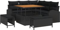vidaXL - Tuinbank - Set - 8 - st - Zwart - poly - rattan