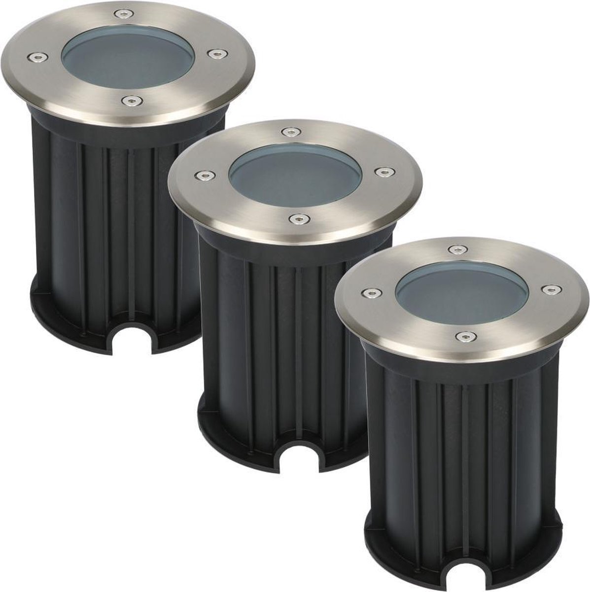 HOFTRONIC 3x Maisy - Grondspots LED voor buiten - Rond - RVS - IP65 Waterdicht - Verwisselbare GU10 - Tuinspots en inbouwspots buiten voor in de grond -