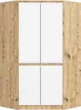 Akord Hoekkast S100 / Kleidingkast met 4 Deuren / Artisan Eik - Wit / 100 x 180 x 50 cm