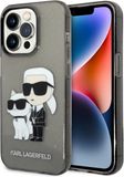 Karl Lagerfeld Glitter Karl&Choupette - Hoesje voor Mobiele Telefoon - iPhone 14 Pro - Zwart