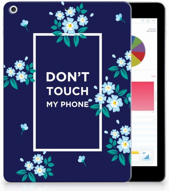 B2Ctelecom Apple iPad 9.7 2018 2017 Tablethoesje Flowers Blue DTMP