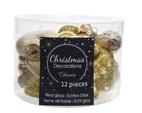 Decoris Figuur glas mix goud 12st Kerst