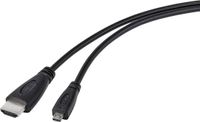 Tru Components HDMI-kabel Raspberry Pi [1x HDMI-stekker - 1x HDMI-stekker D micro] 1.80 m Zwart