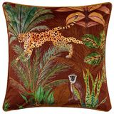 Wylder Aranya Cheetah Velvet Piped Feather Rich gevuld kussen