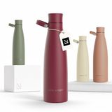 LARS NYSØM Nåde Roestvrijstalen drinkfles 750ml - BPA-vrije geïsoleerde waterfles 0,75 Liter (Berry Red)