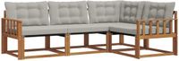 vidaXL Hoek loungeset 4 zitplaatsen Acacia hout Naturel en lichtgrijs