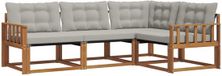 vidaXL Hoek loungeset 4 zitplaatsen Acacia hout Naturel en lichtgrijs