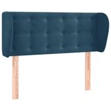 VidaXL Hoofdbord met randen Donkerblauw 203x23x78/88 cm Polyester, Hout