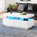 Mobliva Table Basse 100 X 50 X 45 Cm Avec Deux Tiroirs, À Rayures Verticales, Thermoformée, Table De Salon, Table Basse Avec Bande Lumineuse Led, Blanche
