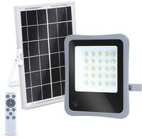 BES LED LED Floodlight op Zonne-energie - LED Schijnwerper - Aigi Florida - LED Solar Tuinverlichting Wandlamp - Afstandsbediening - Waterdicht IP65 - 50W - Helder/Koud Wit 6500K