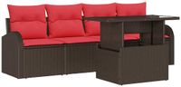 vidaXL Tuinbank Set 5-delig Bruin Poly Rattan