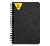 Clairefontaine 786161Cpack Age Bag Pak met 5 Notitieboekjes met Opbergvakken Zwart - 11x17 cm - 120 Uitscheurbare Pagina's Gelijnd + 3 Tabs met Opbergvak - Omslag Karton met Lederkorrel