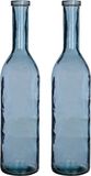 Rioja Set van 2x stuks transparante/blauwe fles vaas van eco glas 18 x 75 cm