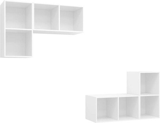 vidaXL Tv-wandmeubelen Set van 4 Stuks Bewerkt Hout Wit