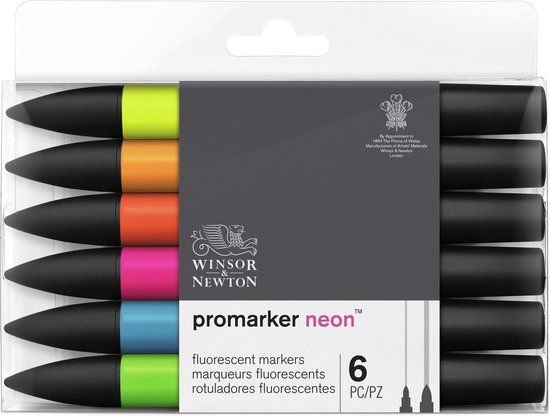 Winsor & Newton Promarker Neon Fluorescent Markers 6 Set