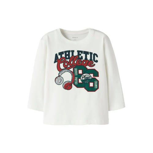 NAME IT MINI rechtvallende longsleeve met print - wit