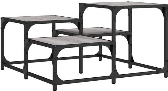 vidaXL Salontafel 68x68x40 cm bewerkt hout grijs sonoma eikenkleurig