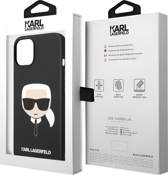 Karl Lagerfeld Silicone Back Cover voor iPhone 14 - Zwart