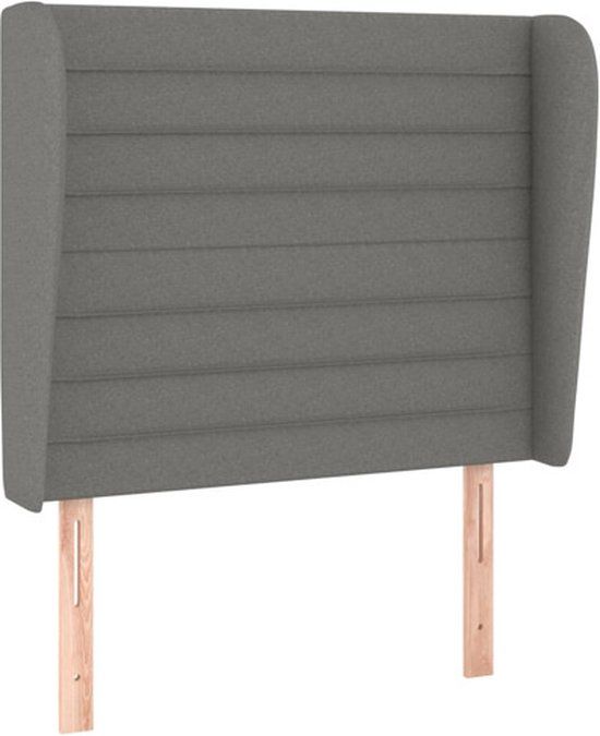 vidaXL Hoofdbord met randen 93x23x118/128 cm stof donkergrijs