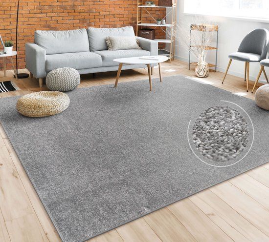 Paco Home Vloerkleed Woonkamer Effen Eenvoudig En Modern Laagpolig, 160x220 cm, Antraciet