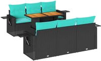 vidaXL - 7-delige - Loungeset - met - kussens - poly - rattan - zwart