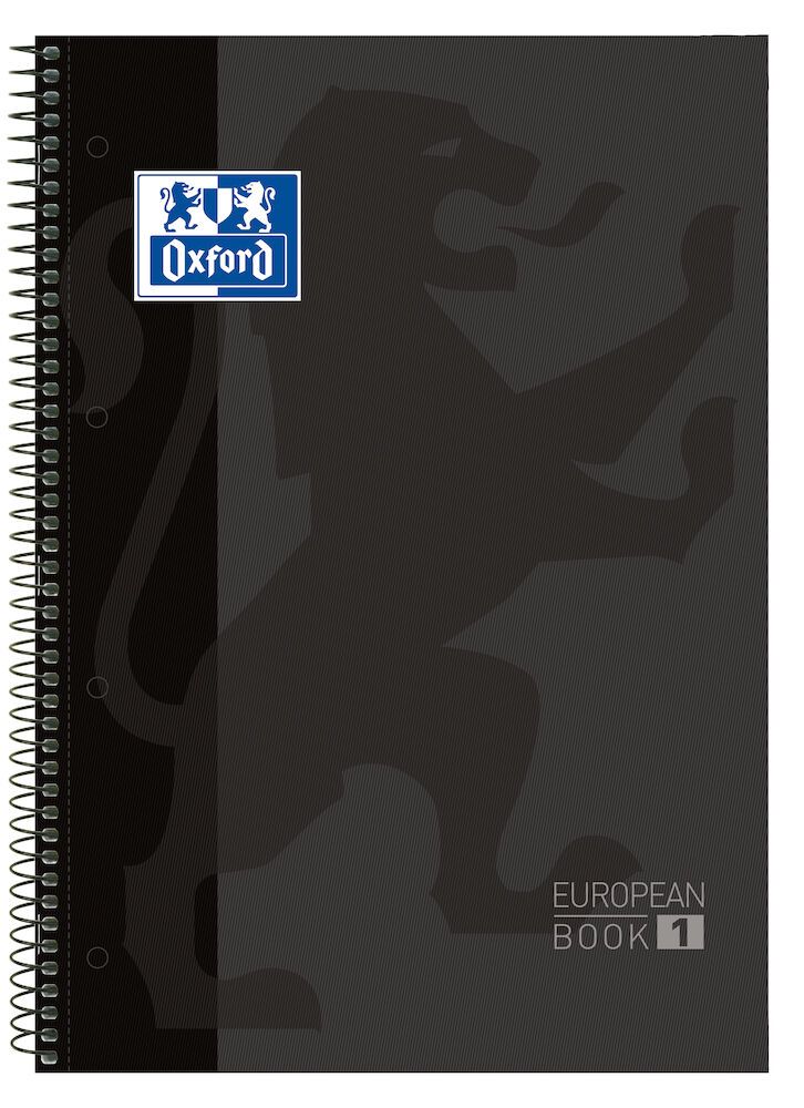 Oxford Europeanbook A4 80 vel Zwart - Gelinieerd - Softcover - Spiraalband
