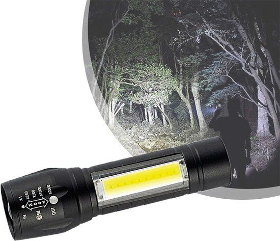 EZMarkt Zaklamp - Oplaadbaar - 2000 Lumen - LED - Zwart